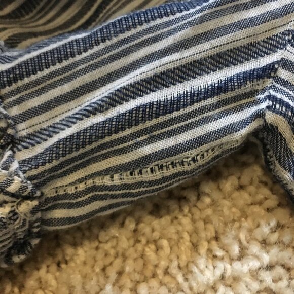 BCBGmaxazria Blue and White Striped Bell Sleeve Cotton Dress - Picture 10 of 16